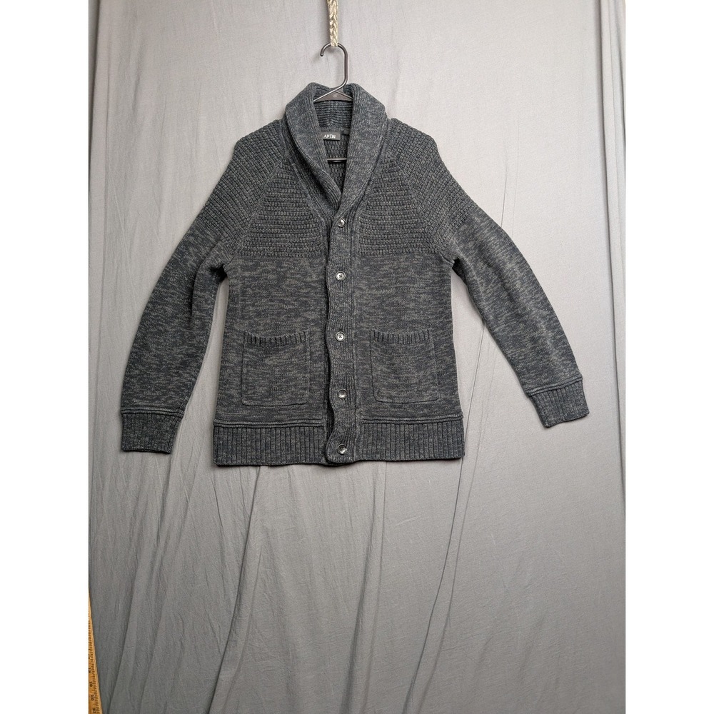 Apt 9 Charcoal Gray Men's Shallow Collar Cardigan Sweater Size Large